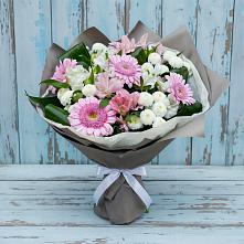 Букет цветов из:  Герберы, Альстромерии и Хризантемы #REPLACE_PRED# Ольге