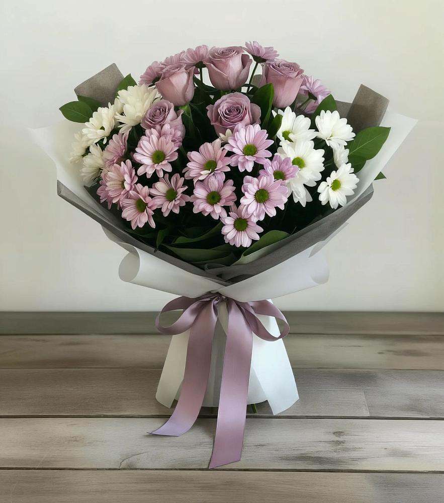 Букет цветов из: Хризантемы и Розы в Ольге