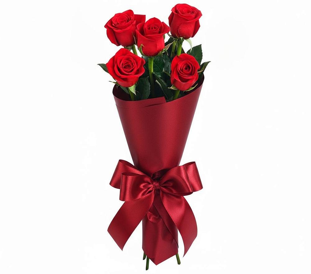 Букет 5 Красных роз Эдлесс Лав в Ольге