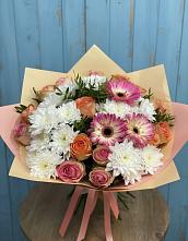 Букет цветов из:  Розы, Герберы и Хризантемы в Ольге