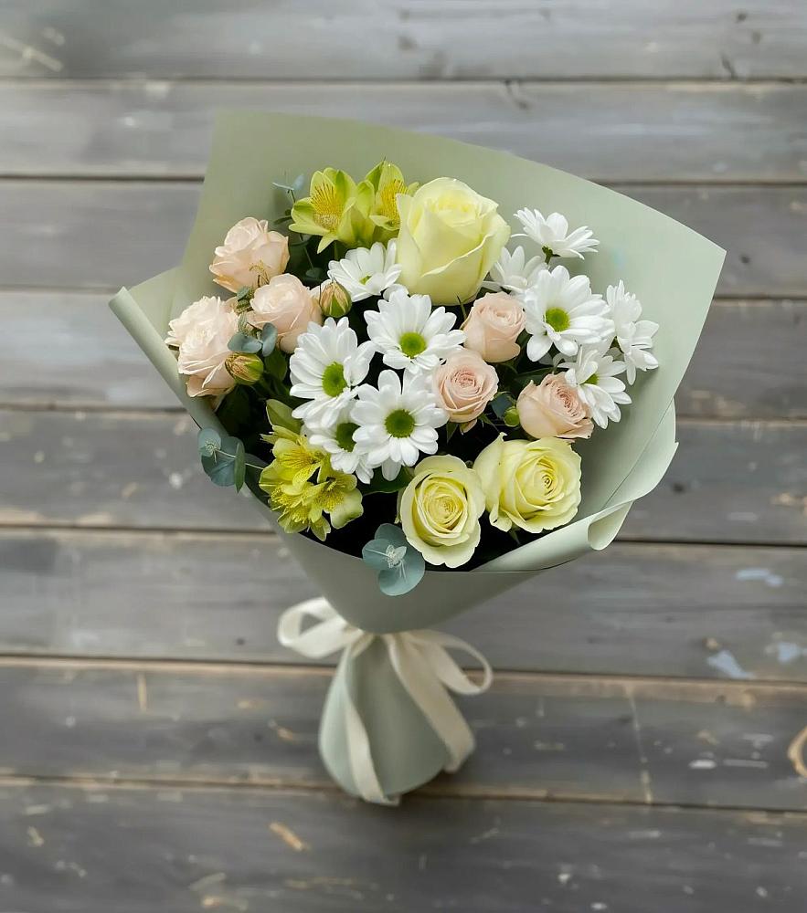 Букет цветов из: Альстромерии, Розы и Хризантемы в Ольге