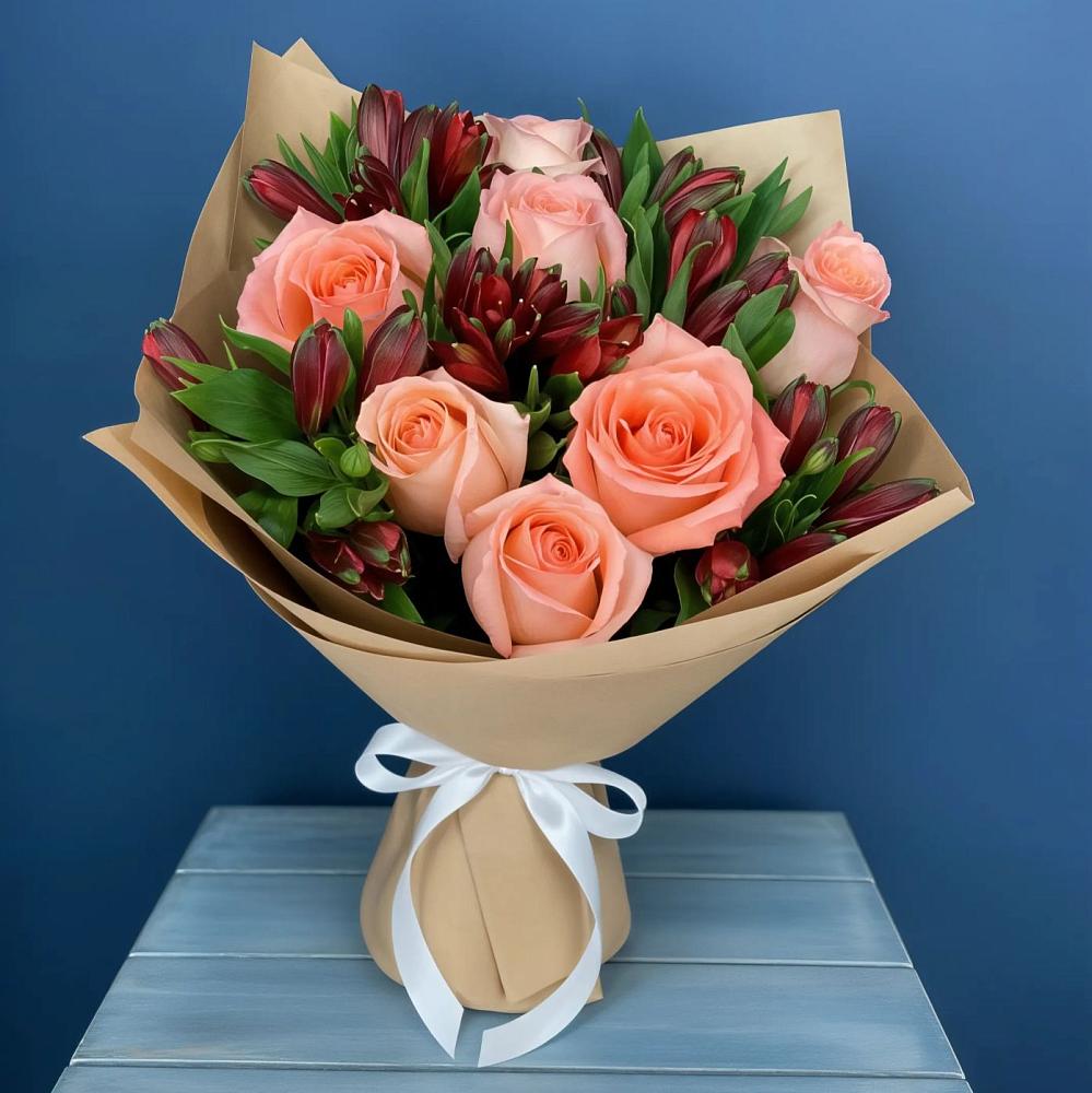 Букет цветов из: Розы и Альстромерии в Ольге