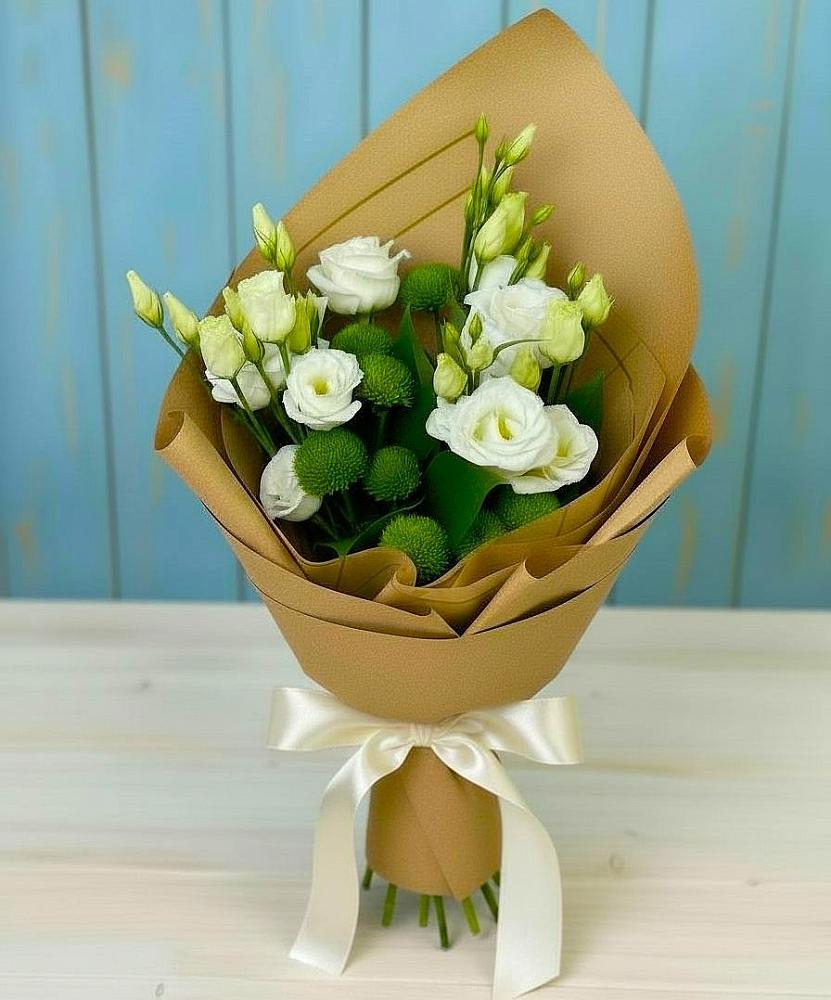 Букет цветов из: Хризантемы и Лизиантусы в Ольге