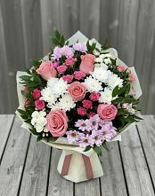 Букет цветов из:  Альстромерии, Гвоздики, Розы и Хризантемы в Ольге