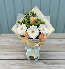 Букет цветов из:  Герберы, Розы и Хризантемы в Ольге